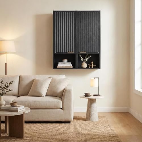 AKMAKM 59.1" Tall Slim Bathroom Storage Cabinet Black | Freestanding or Wall - Image 3