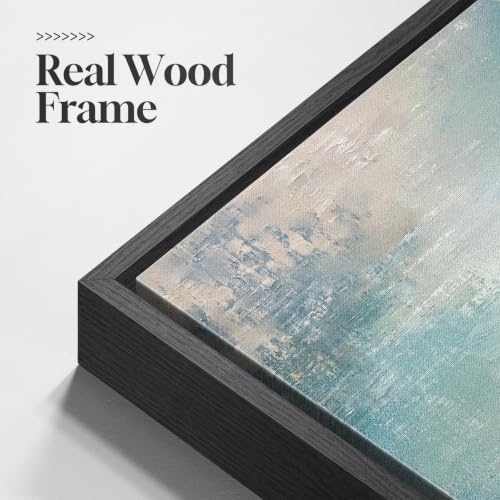 Framed Abstract Coastal Ocean Wall Art, 20x40 Inch - Image 5