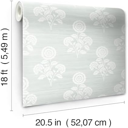 NuWallpaper Flourish Block Print Whisper Blue Faux Grasscloth Peel and Stick - Image 6