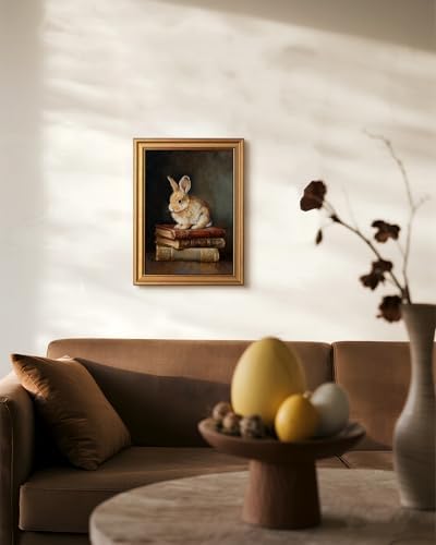 VIYYIEA Vintage Gold Framed Rabbit Wall Art Print, 12x16 Inch - Image 5
