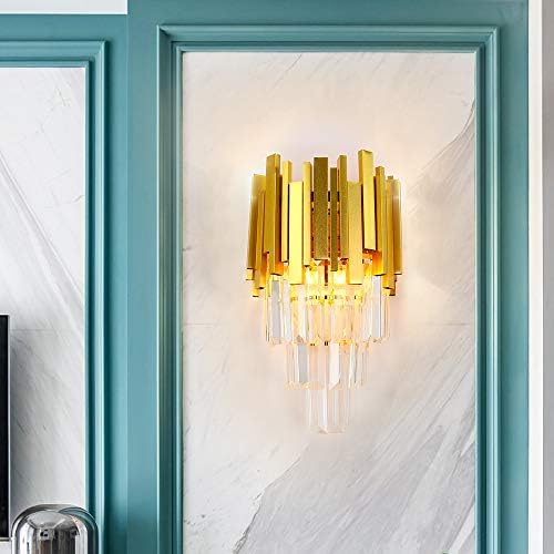 FRIXCHUR Gold Crystal Wall Sconce, Small E12 Wall Light - Image 2