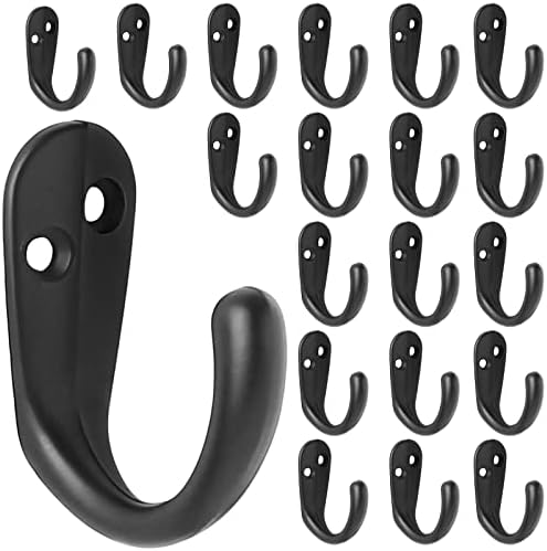 IBosins 20PCS Coat Hooks Wall Mounted Black Single Prong Robe Hook by IBosins