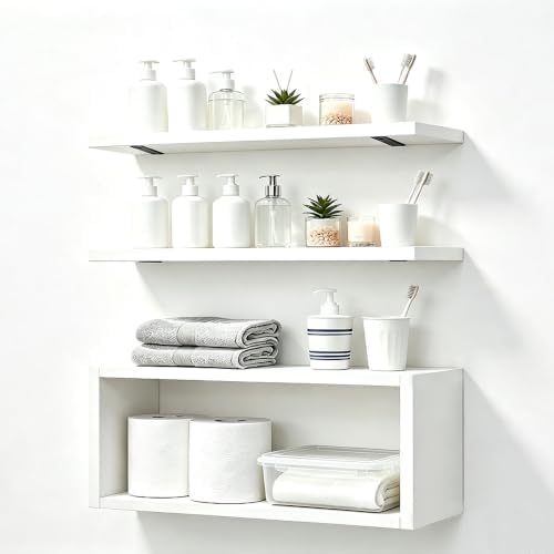 Ypvxe15.7in Floating Shelves Set of 3, Anti-Sag Bracket, Wall Storage Shelves by Unknown