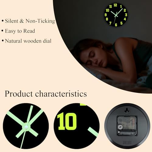 Glow in The Dark Wall Clock, 8 Inch Modern Silent Non Ticking Wall Clocks - Image 2