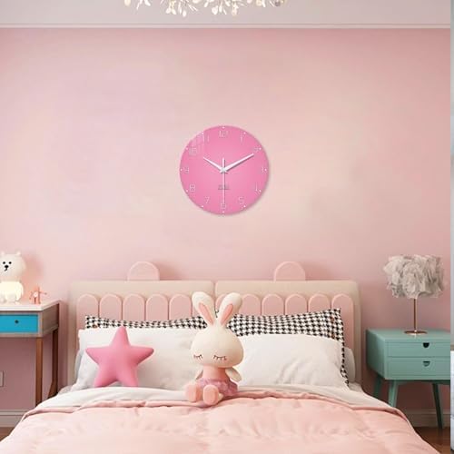 XNM Round Glass Pink Wall Clocks Battery Operated 12 Inch - Image 5