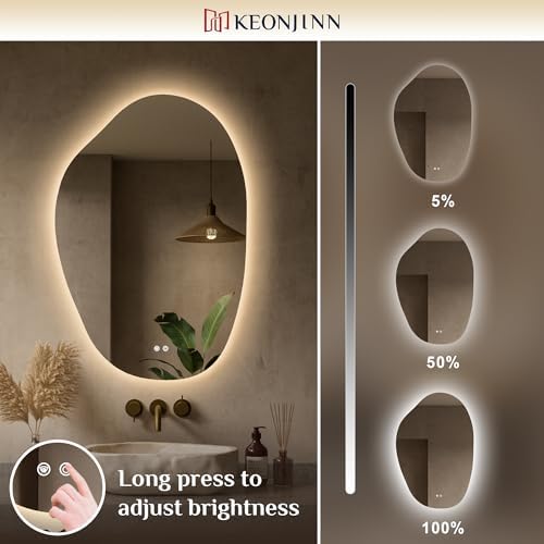 Keonjinn 24 x 36 Inch Irregular Bathroom Mirror - Image 4