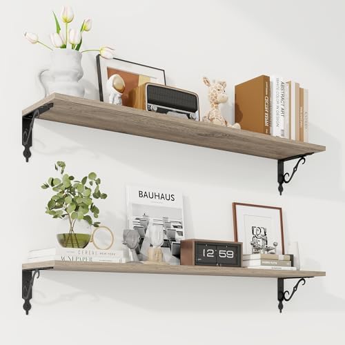 RICHFOCUS Floating Shelves for Wall Decor, 39.4W x 8D Shelves Set of 2 by RICHFOCUS