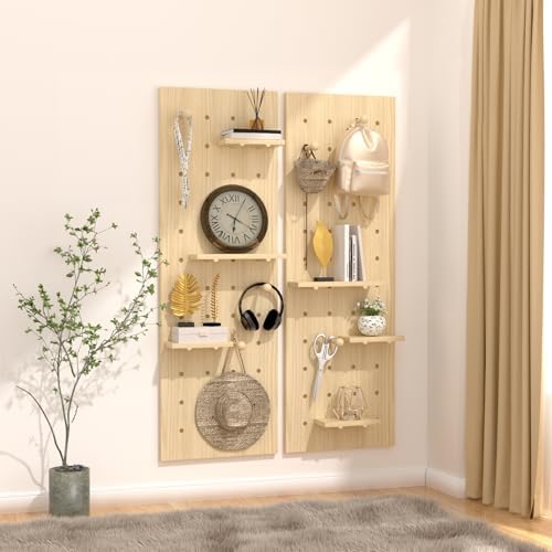 AMSXNOO Modular Wood Peg Board Wall Organizer Kits, 31.5X47.2IN/80X120CM by AMSXNOO