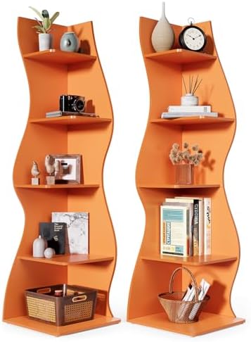 LITTLE TREE Small Corner Shelf, Modern 5-Tier Wall Corner Bookshelf, Stylish by LITTLETREE