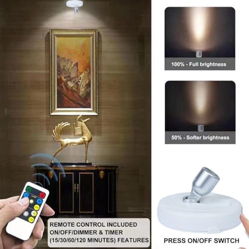 HAMVIDNE Wireless LED Spotlight, Battery Powered Indoor Plant Tree Up Light - Image 2