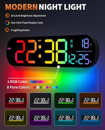 14" Large Digital Wall Mount Clock, Count Down Timer - Image 4