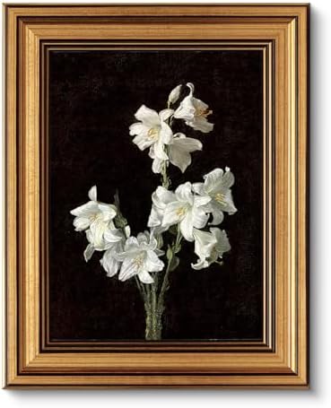 VIYYIEA Vintage White Lily Wall Art Print, Floral Pictures, 8x10 Inch by VIYYIEAART