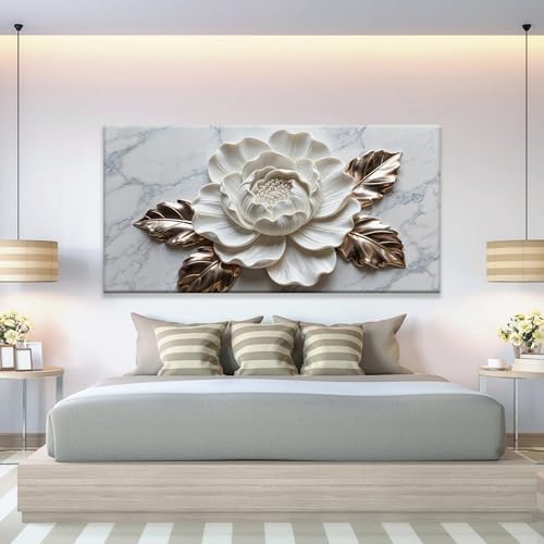 Suconvng Canvas Wall Art Living Room Prints Home Wall Decor Modern White Flower - Image 5