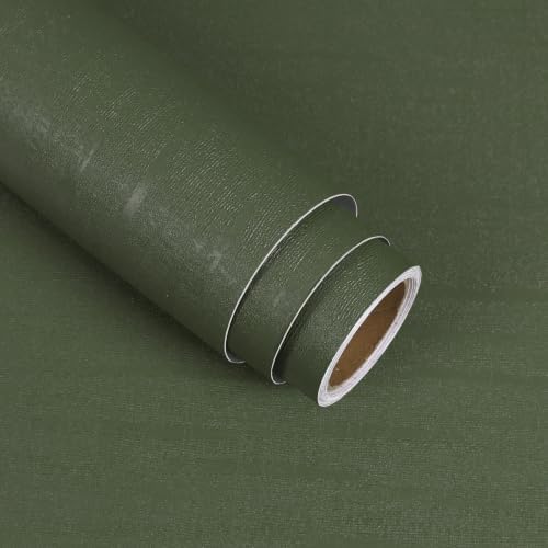 VaryStyle Green Grasscloth Peel and Stick Wallpaper Textured 15.7"x118" by VaryStyle