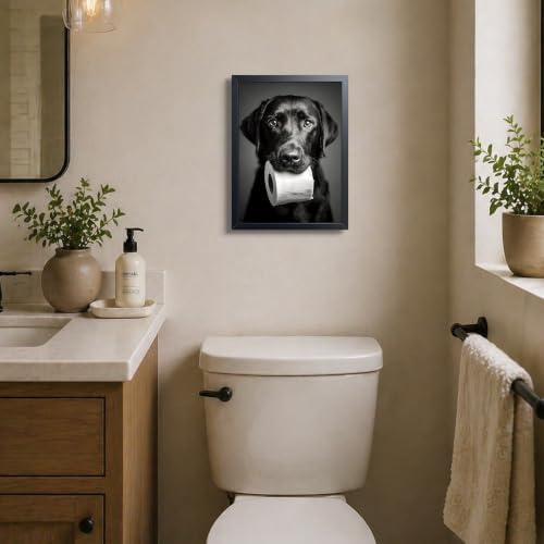 Black and White Bathroom Wall Art, Funny Labrador Dog Canvas Prints Poster - Image 5