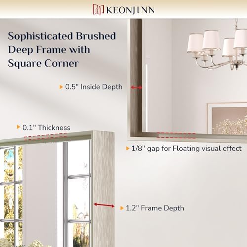Keonjinn 30x36 Inch Nickel Bathroom Mirror - Image 3