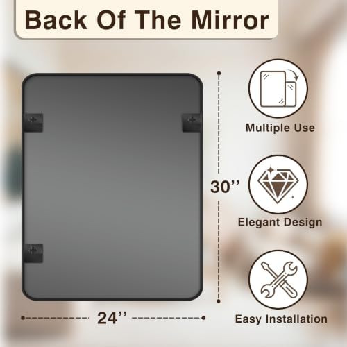 Vanity Bathroom Mirror, 30”x24” Black Bathroom Mirror - Image 2