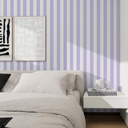 Purple and White Striped Wallpaper Peel and Stick Wallpaper Self-Adhesive - Image 7