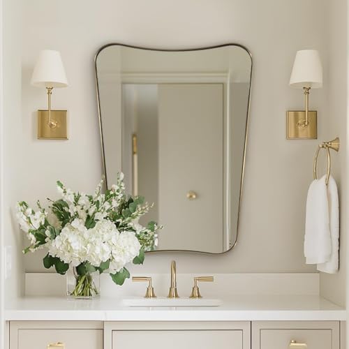 ANDY STAR Gold Vanity Mirror, 22x30 Inch Brushed Gold Bathroom Mirror, Antique - Image 6