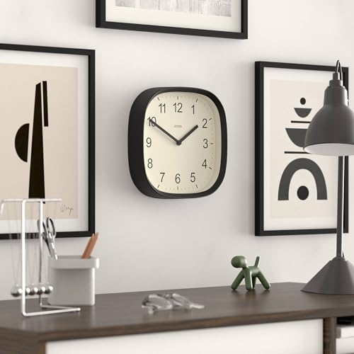 JONES CLOCKS® Sprite wall Clock | Modern Square Clock | 10" | Black - Image 5