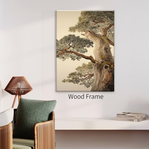 Vintage Japanese Pine Tree Framed Wall Art Oriental Asian Tree Canvas Posters - Image 6
