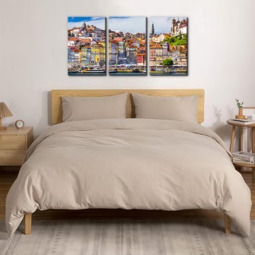 Pacimo 3 Piece Wall Art Portugal Cityscape Framed Wall Decor Old Town Skyline - Image 4