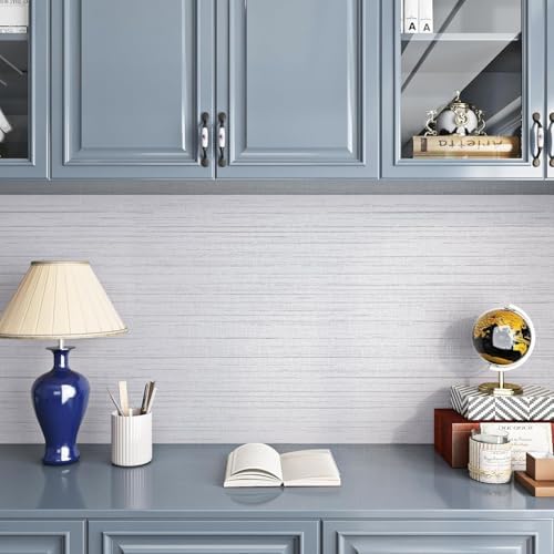 mamonhome Grasscloth Textured Wallpaper 24in X 393in Fabric Contact Paper White - Image 6