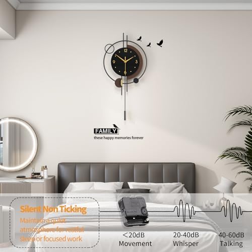 FLEBLE Modern Analog Wall Clock Decorative Clock Pendulum Battery Operated - Image 5