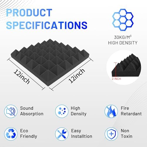 Focusound 36 Pack Sound Proof Foam Panels - Image 6