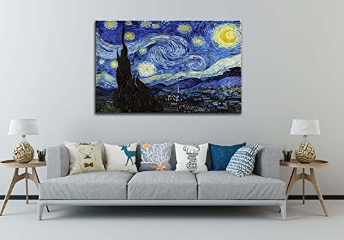 msspart Starry Night by Vincent Van Gogh Canvas Wall art, Classic Painting - Image 3
