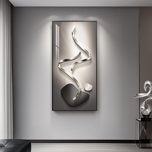 Large Framed Black Gray Abstract Wall Art by Cuspin