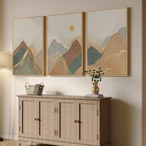 Large Framed Boho Modern Mountain Wall Art - Image 2