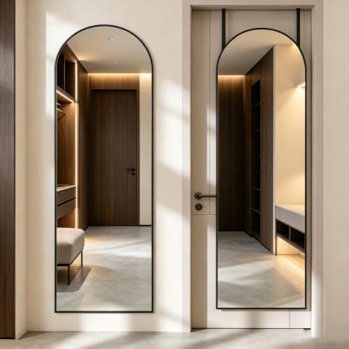 DUMOS 47"x14" Full Length Door Mirror, Arched Full Body Door Mirror by DUMOS