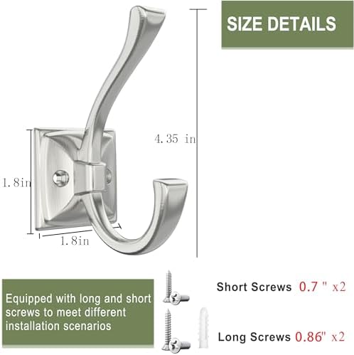TOFIIGREM 8 Pack Brushed Nickel Towel Robe Hooks, Coat Hooks - Image 7