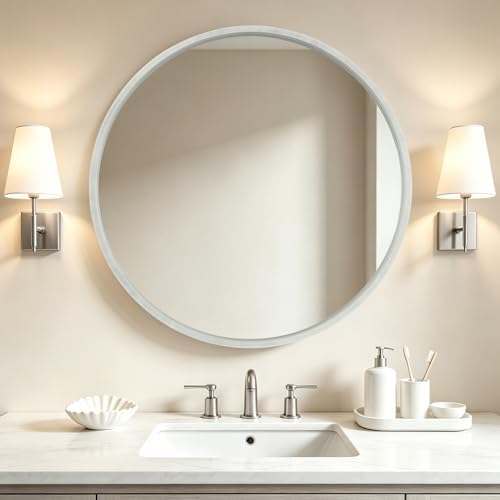 WallBeyond 36 Inch Round Wood Mirror, Large Circle Wooden Frame Wall Mirror by WallBeyond