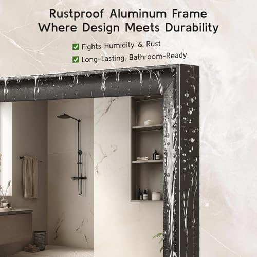 24x36 Inch Black Bathroom Mirror, Rectangle Vanity Wall Mirror - Image 2