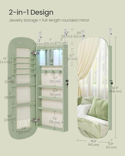 SONGMICS Jewelry Organizer, LED Jewelry Cabinet, Wall/Door Mounted - Image 5