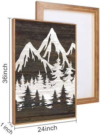 LHIUEM Large Mountain Tree Framed Canvas Wall Art Set, Modern White Forest Art - Image 6