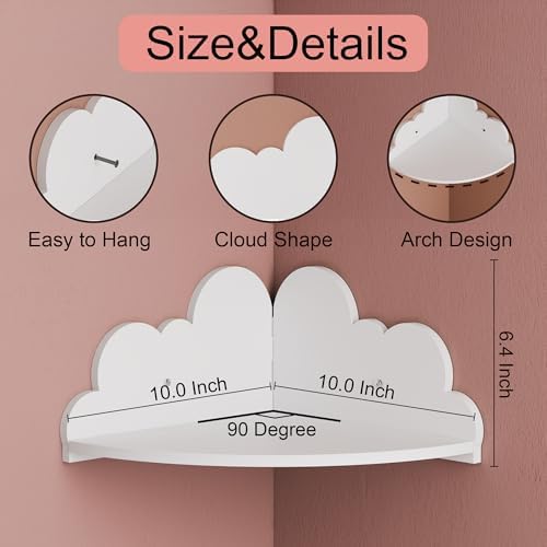 Cloud Corner Floating Shelves, 2-Tier White Cloud Corner Shelf Wall Mounted - Image 3