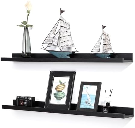 AZSKY 36 Inch Picture Ledge Shelves Set of 3, Rustic Wood Floating Shelves by AZSKYMakeyourlifebetter