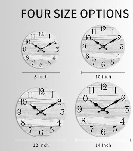 KECYET 14 Inch Wall Clock Battery Operated Gray White Silent Farmhouse - Image 2