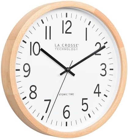La Crosse Technology 404-53707-INT 12.8-Inch Beech Wood Atomic Analog Wall Clock - Image 4