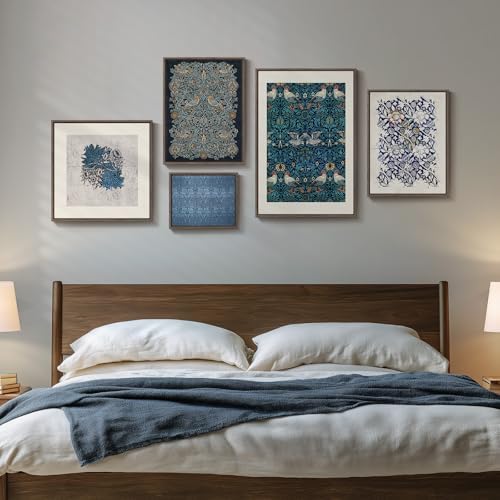Framed William Morris Vintage Blue Canvas Wall Art - Image 3