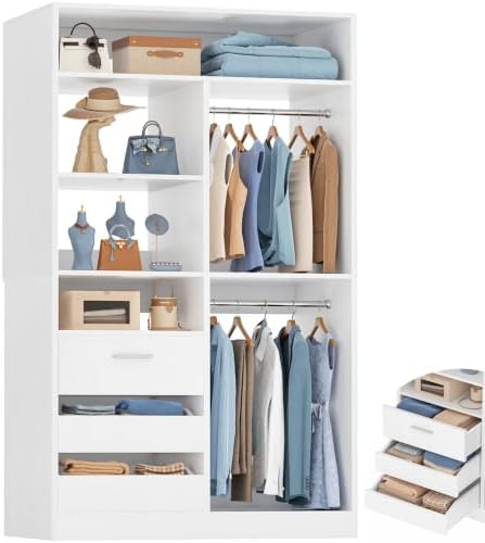 iSunirm 3FT Closet System with 6 Shelves, Wood Walk-in Closet with Closed & 2 by iSunirm