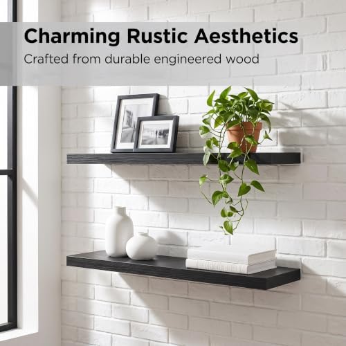 Lufia Set of 2 Black MDF Floating Wall Shelves - Image 5