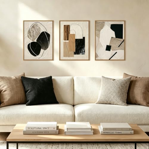 BINCUE Framed Abstract Wall Art Neutral Modern Wall Decor - Image 2