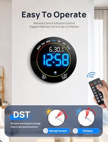 MASHI 10" Easy-Read Large Digital Wall Clock, 11-Color Night Light - Image 6