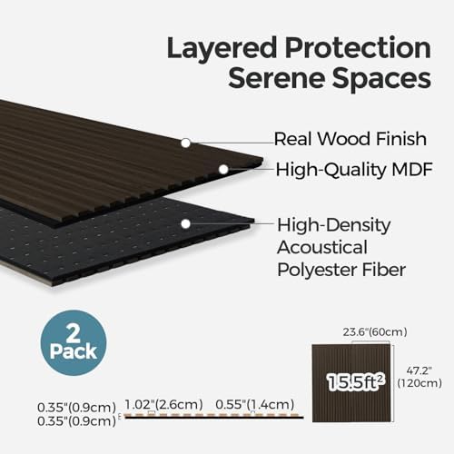 AKUMAX Extra-Thick 0.7" Wood Slat Acoustic Wall Panels, 2 Pack 47.2" x 23.6" - Image 5