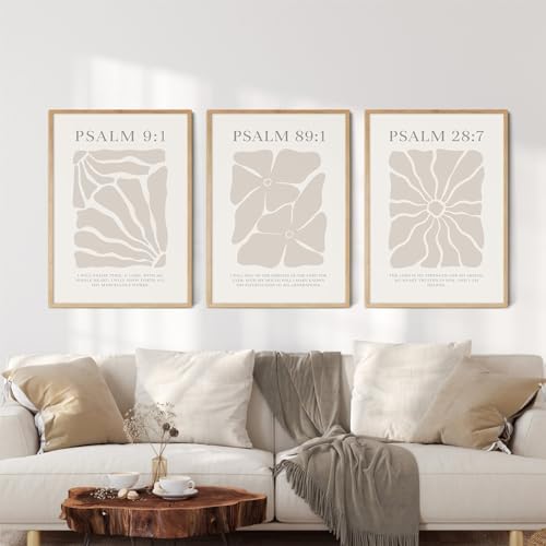 Joocrise Scripture Christian Wall Art Set of 3 Beige Bible Verses Wall Decor - Image 3