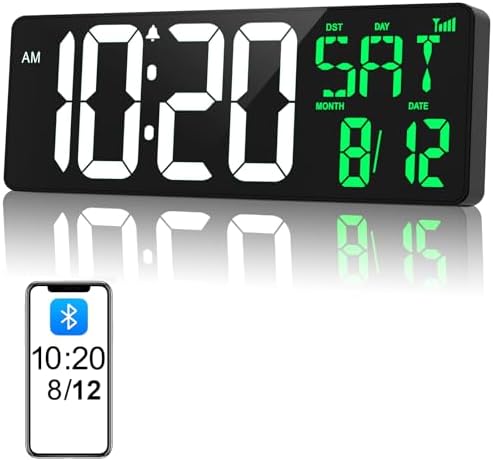 17" Large Digital Wall Clock, Auto Dimmer by Xflyee